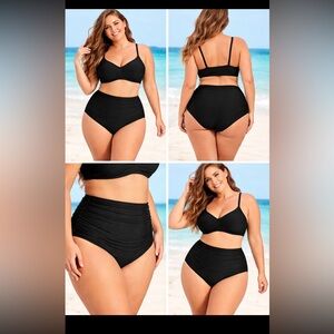 Tempt Me Women's High Waisted Black Ruched Swim Bottom Tummy
Control 24W